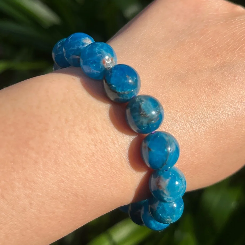 12mm stretchable blue‎ apatite bracelet